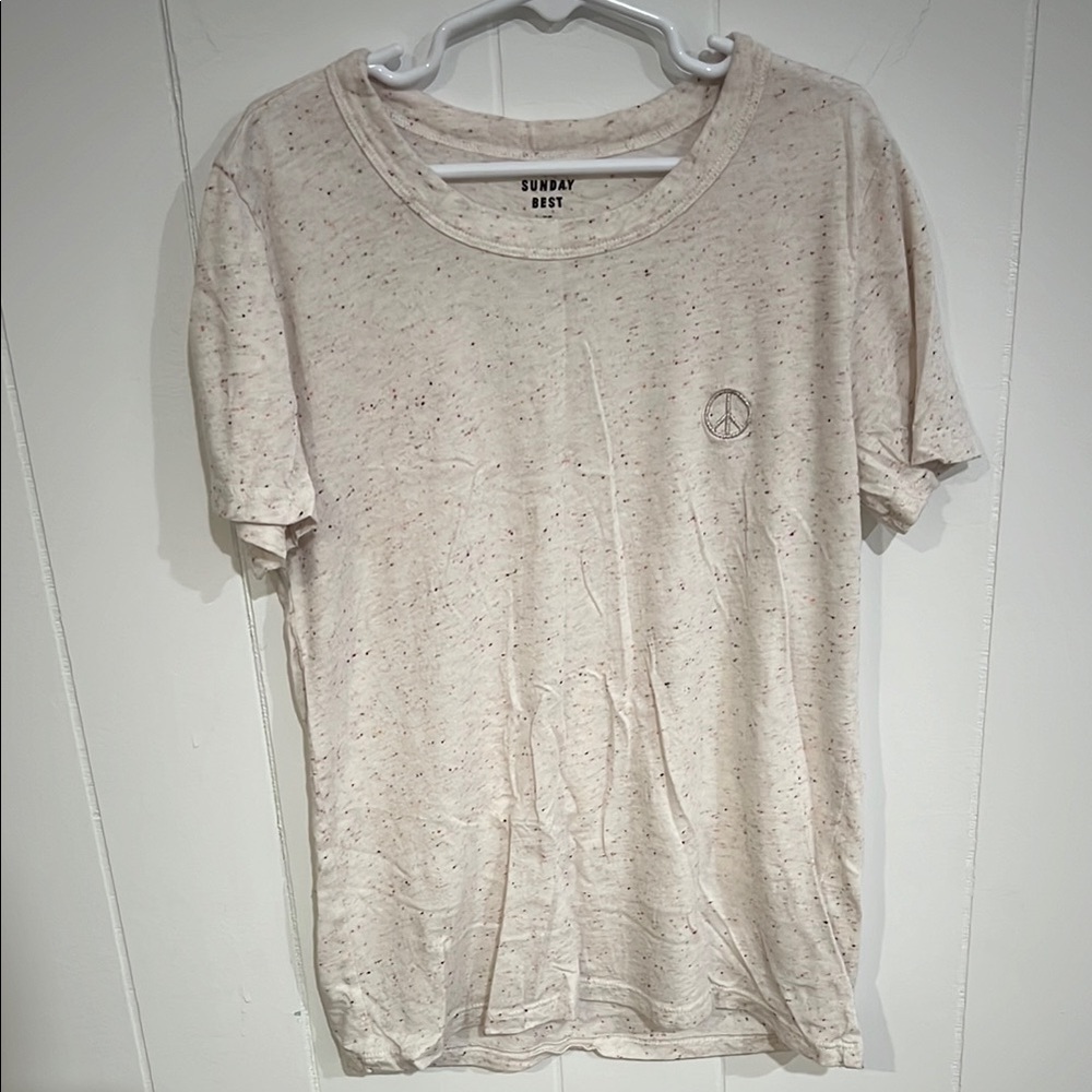 ARITZIA • SUNDAY BEST Cream and Colorful Dots Fitted Short Sleeve Tee XS